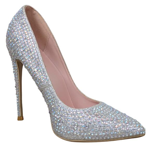 Elisabet Tang Heels Pumps 6 Crystal Rhinestone Stiletto Pointed Event Dressy - Picture 2 of 13